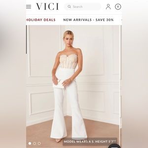 VICI Lucky You Strapless Lace Jumpsuit